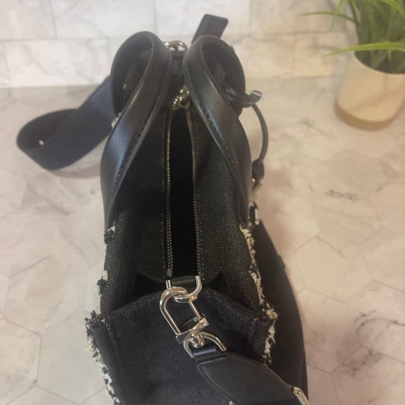 Michael Kors Gigi Small Black Denim Satchel Messenger Crossbody - Picture 4 of 11